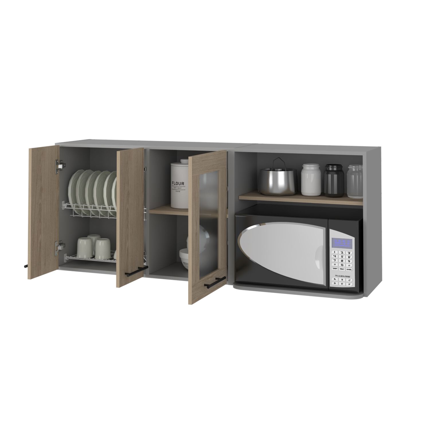 Mueble Mural Con Capacidad Para Microondas 3 Puertas Fm-003g Gris image number 1.0