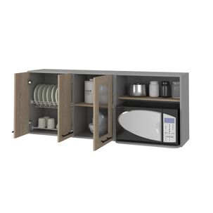 Mueble Mural Con Capacidad Para Microondas 3 Puertas Fm-003g Gris