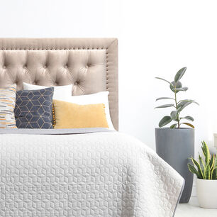 Respaldo De Cama Capiton&eacute; Frame Tachas Felpa Beige King