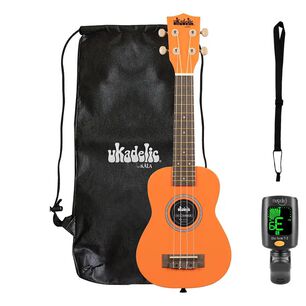 Full Pack Ukelele Soprano Kala Ukadelic Marmalade + Afinador Crom&aacute;tico Clip + Correa Allegro