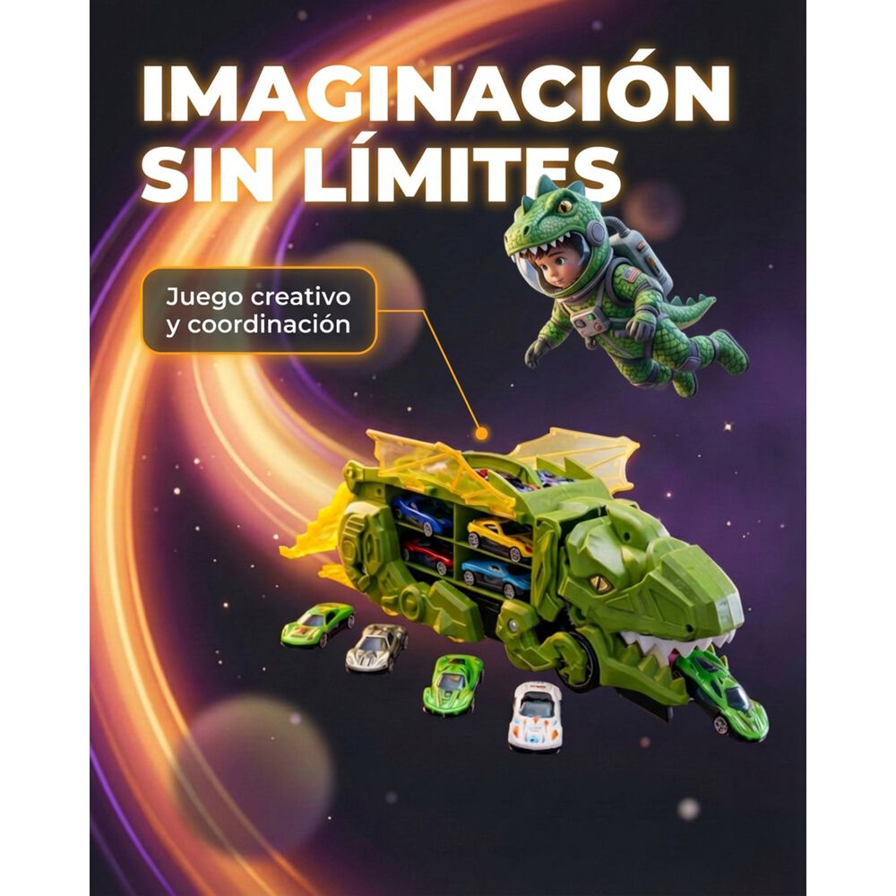 Juguete Dinosaurio Lanzador Autos 12 Para Ni&ntilde;os image number 2.0