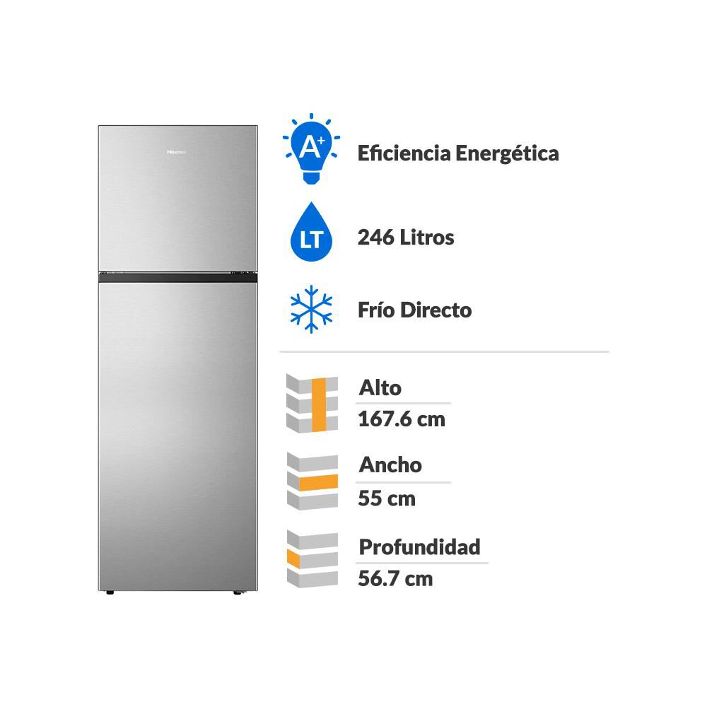 Refrigerador Top Freezer Hisense RT320NV / Frío Directo / 246 Litros / A+ image number 1.0