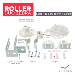 Kit Instalación Cortina Roller Duo Vincenzi / 28mm