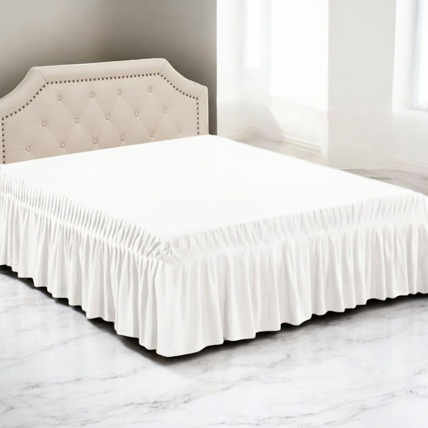 Faldon Para Cama De King Color Blanco image number 1.0