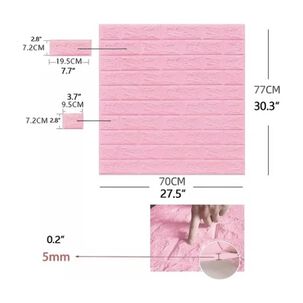 Pack 10 Lamina Papel Mural Autoadhesivo 3d Ladrillo Rosa