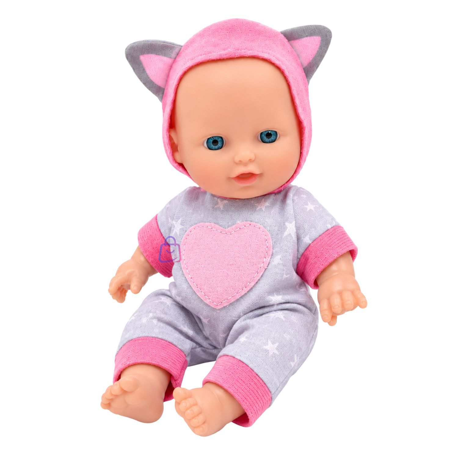 Mu&ntilde;eca Beb&eacute; Perfumada Tama&ntilde;o 23cm Con Pijama De Gato - Ps image number 1.0