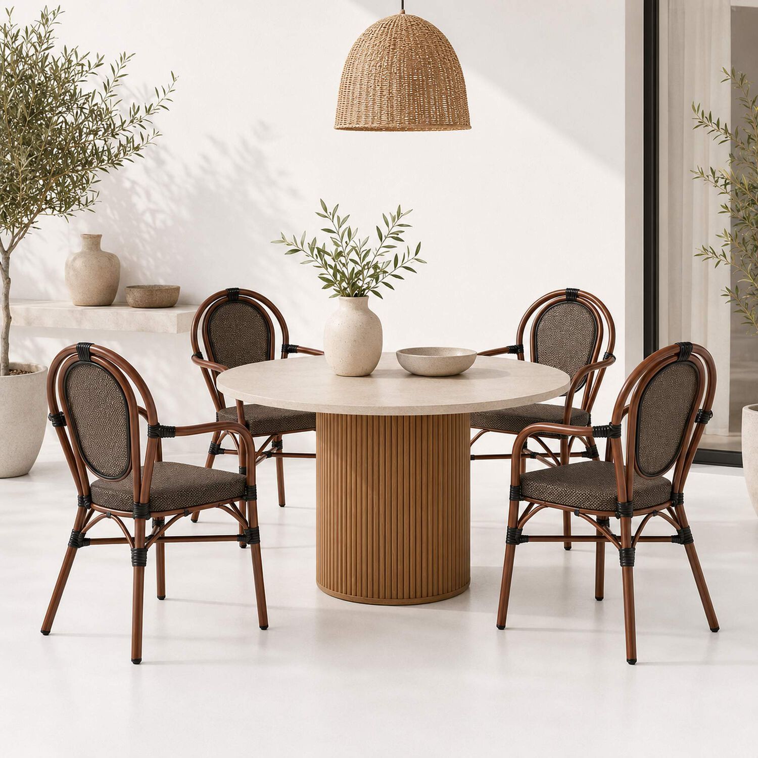 Pack De 4 Sillas Provence Parisina Rattan Con Reposabrazos - Caf&eacute; Oscuro image number 1.0