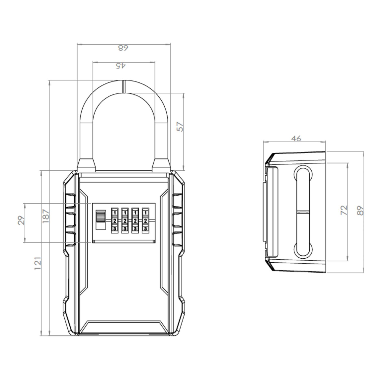 Caja Guarda Llaves L Gancho Con Clave 120x89x44mm image number 3.0