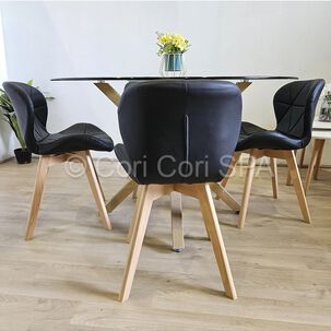 Comedor Mesa Warwick 100cm + 4 Sillas Mariposa Wood Negro