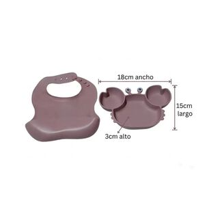 Set Alimentacion Bebe Silicona Plato Cangrejo