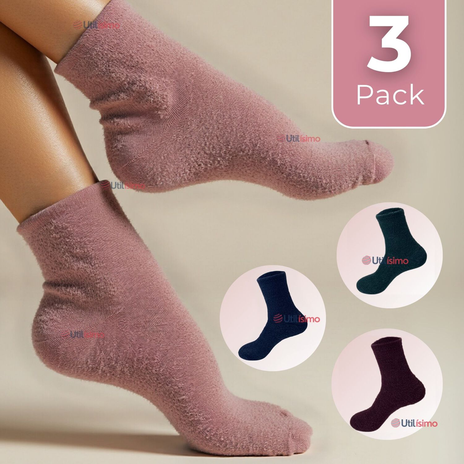 Pack 3 Calcetines T&eacute;rmicos Extra Suaves Chenille Cozy Mujer Surtido image number 0.0