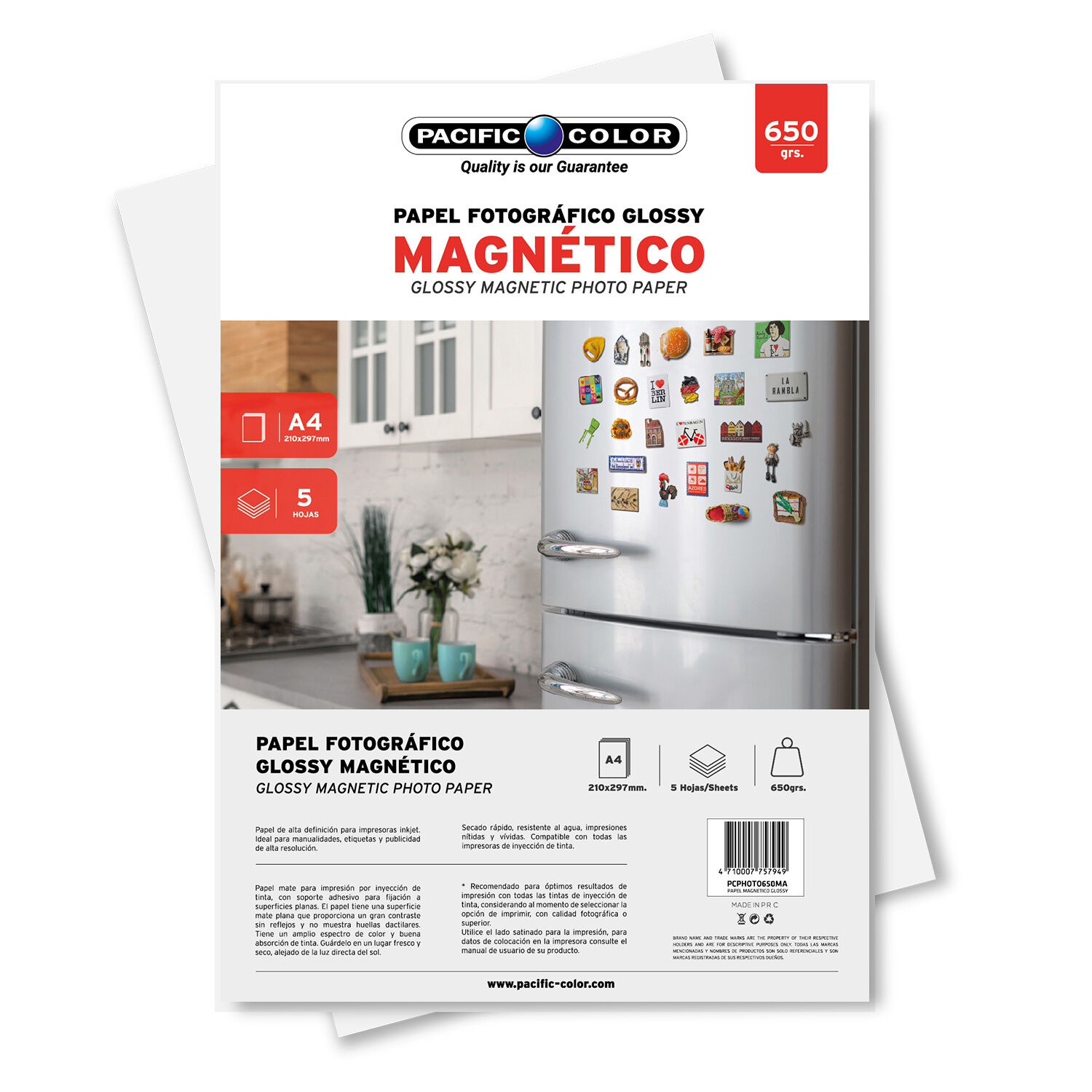 Papel Fotogr&aacute;fico Magn&eacute;tico 5 Hojas Tama&ntilde;o A4 De 650grs - Ps image number 0.0