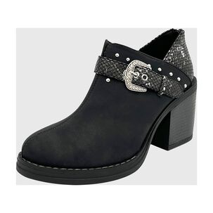 Botin Para Mujer Con Taco Y Hebilla Campera Negro