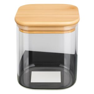 Frasco Hermetico Cuadrado 900ml Vidrio 10cm Con Tapa Bambú