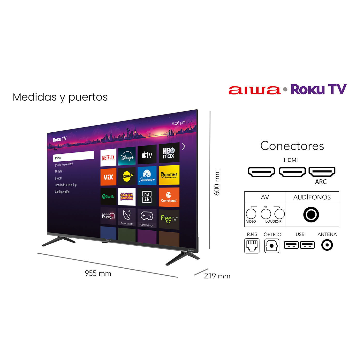 Smart Tv Aiwa 43'' Fhd Wifi Sistema Roku Tv image number 7.0