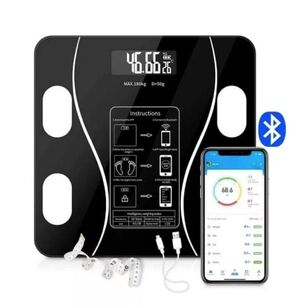 Balanza Pesa Digital De Ba&ntilde;o Inteligente Bluetooth Con App 180 Kg Color Negro.