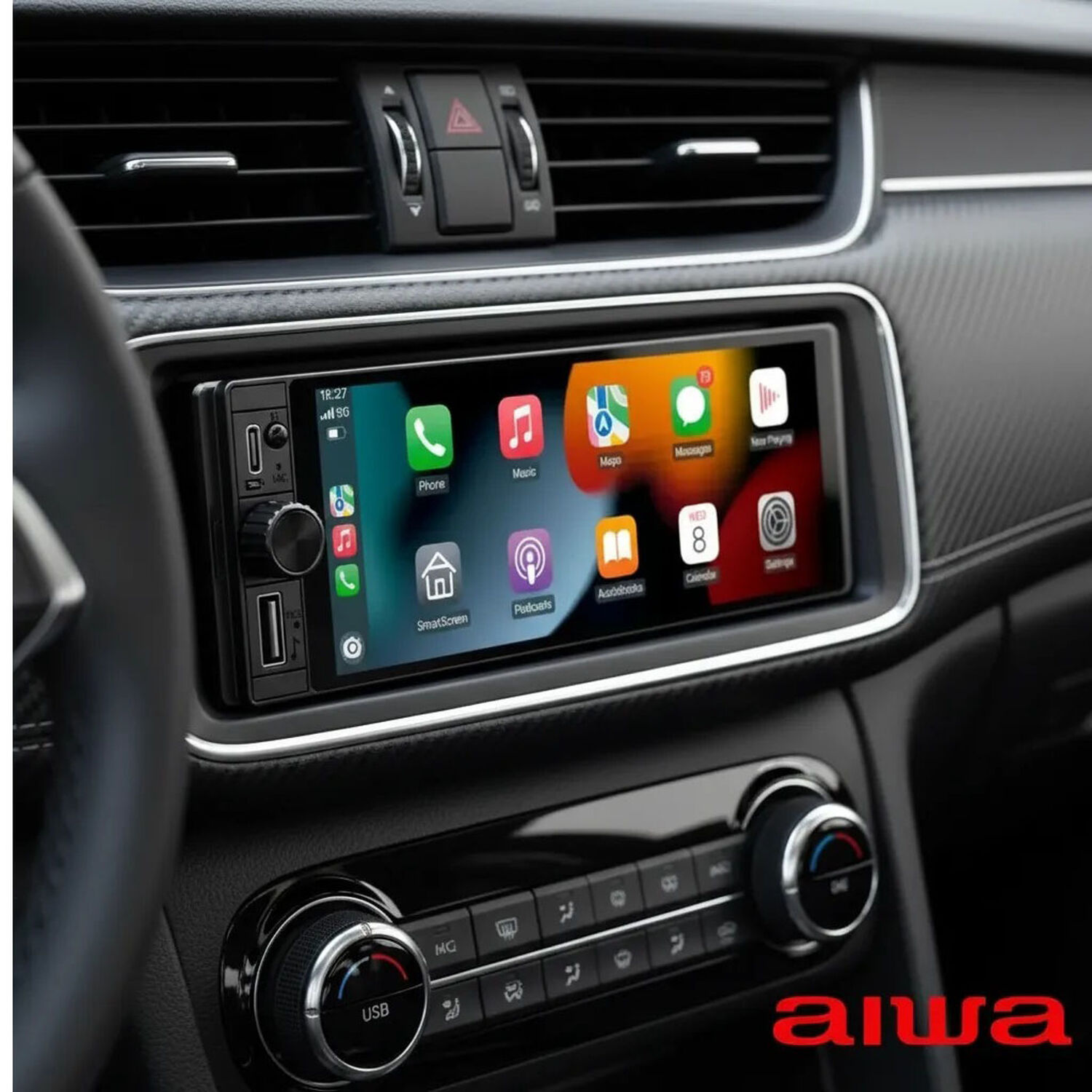 Radio Auto Aiwa 1 Din Con Pantalla Tactil De 6,28'' Aw-w470c Negro image number 9.0