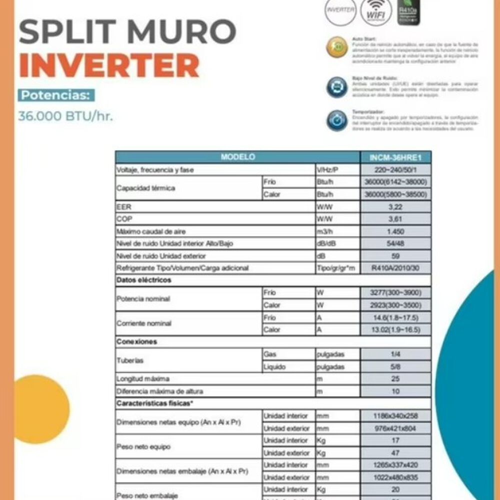 Aire Acondicionado Tipo Split Muro De 36000 Btu Inverter Clark image number 6.0