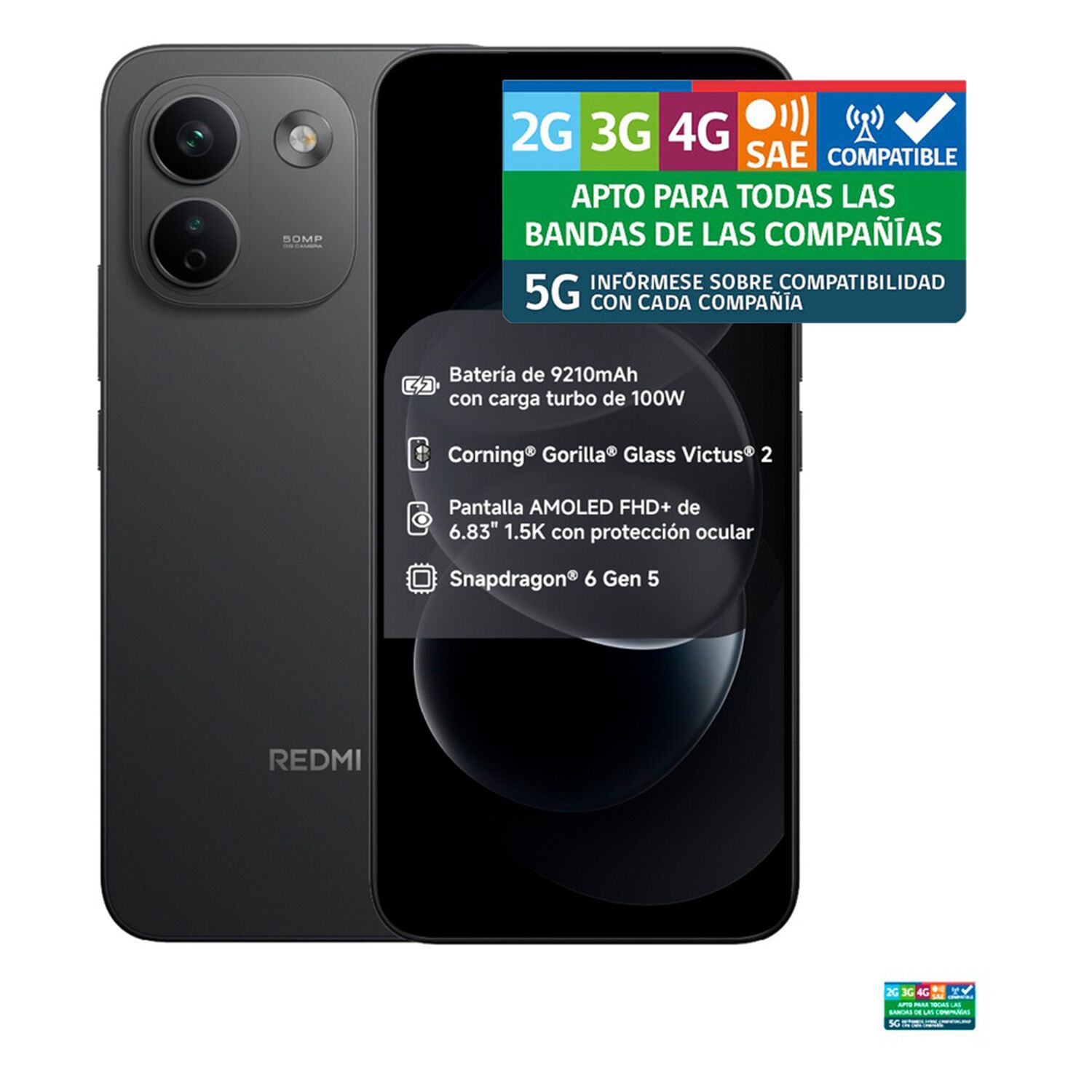 Smartphone Xiaomi Redmi Note 17 Pro Max / 5G / 256 GB / Negro / Liberado + Redmi Headphone Neo image number 9.0