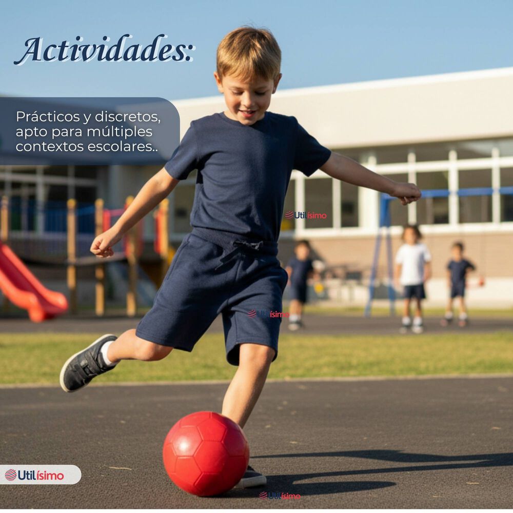 Pack 2 Pantal&oacute;n Corto Short Escolar Ni&ntilde;o Algod&oacute;n Deportivo Azul Marino image number 9.0