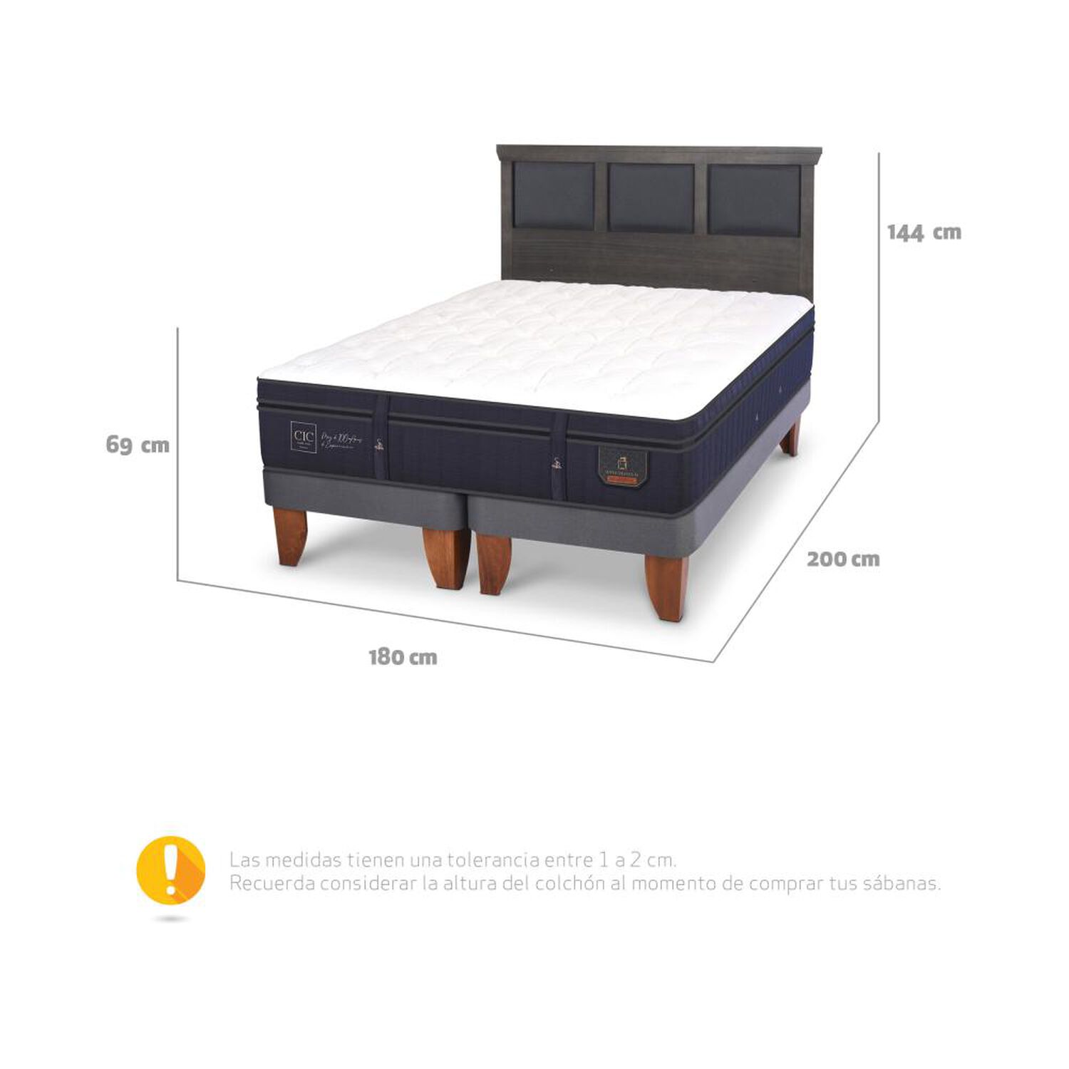 Cama Europea Cic Super Premium / King / Base Dividida + Respaldo image number 6.0