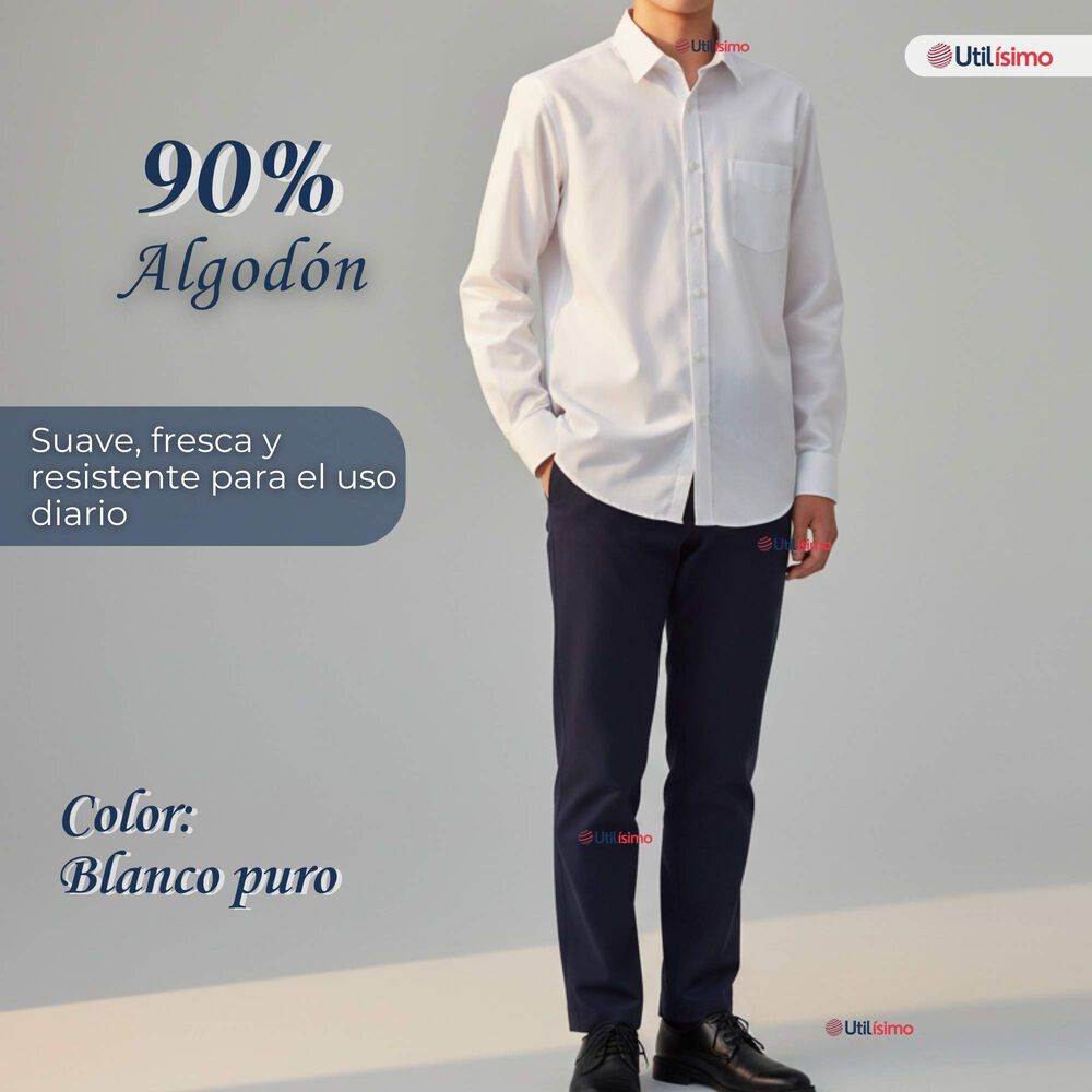 Pack 3 Camisas Escolares Blanca Manga Larga Colegio Para Ni&ntilde;os Y Juvenil image number 3.0