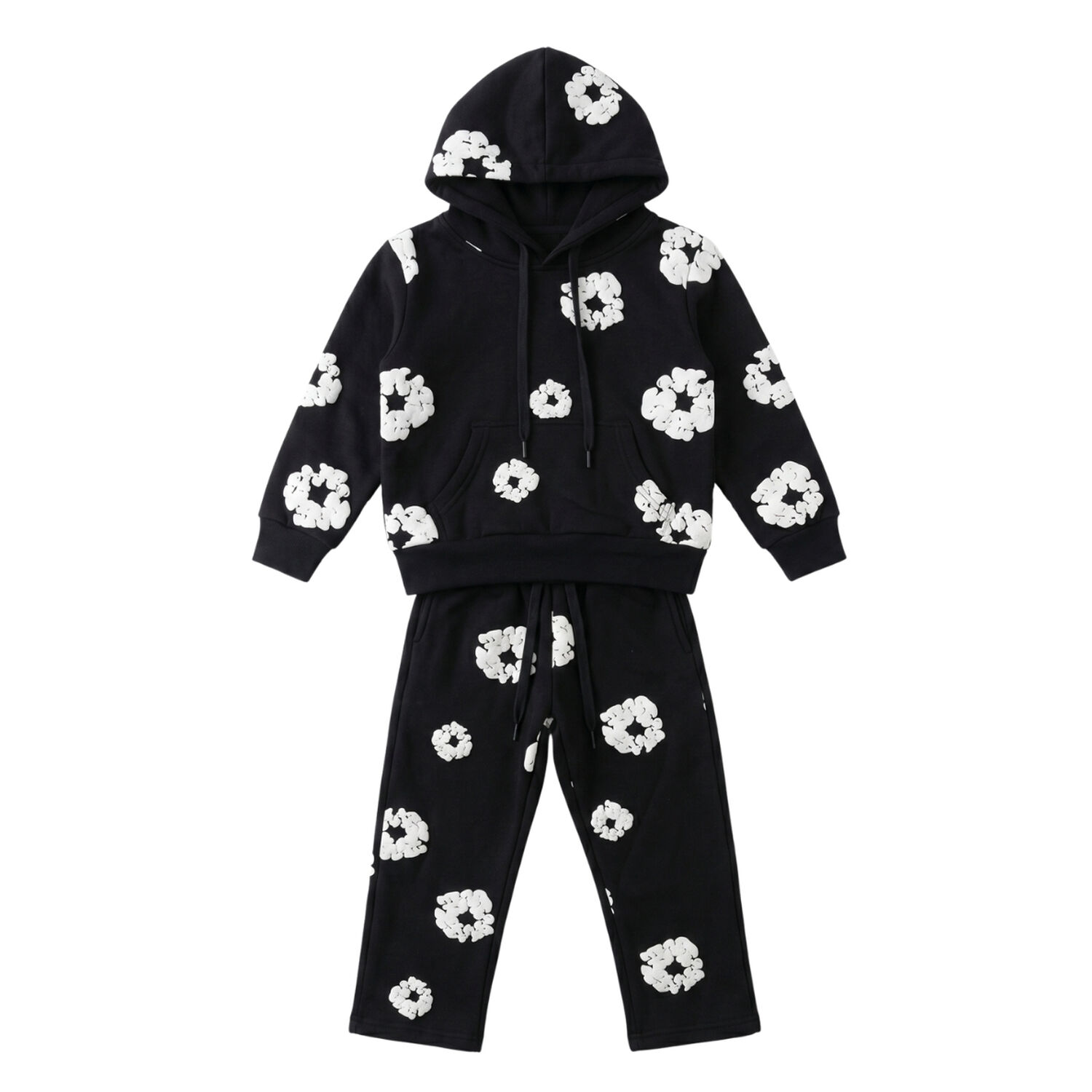 Conjunto Buzo Ni&ntilde;a Poleron Canguro Y Jogger Flores 3d image number 3.0