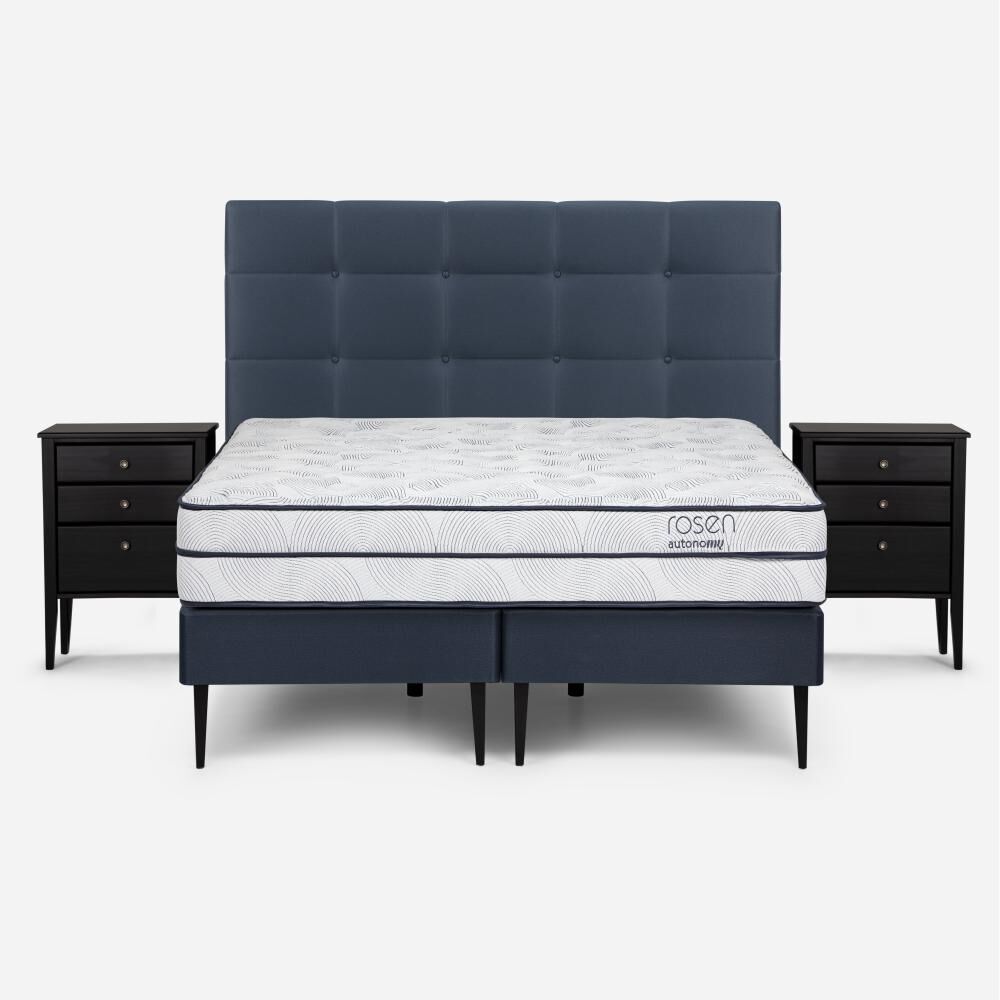 Cama Europea Rosen Autonomy / 2 Plazas / Base Dividida + Set De Maderas Issey Azul image number 0.0
