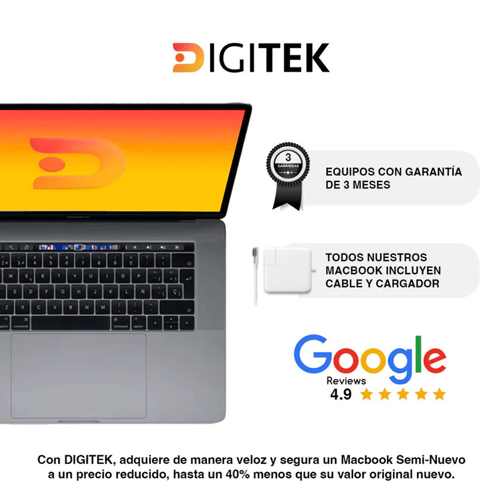 Macbook Pro Touchbar 15 Pulgadas 32gb Ram, 512gb Ssd Intel Core I5 Reacondicionado image number 1.0