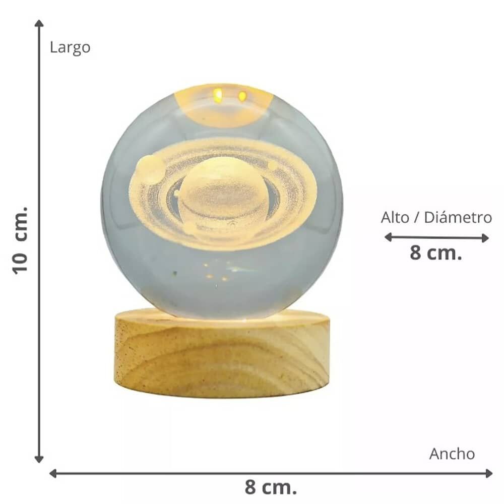 Luz Nocturna Luz De Cristal Esfera Planeta Saturno image number 1.0