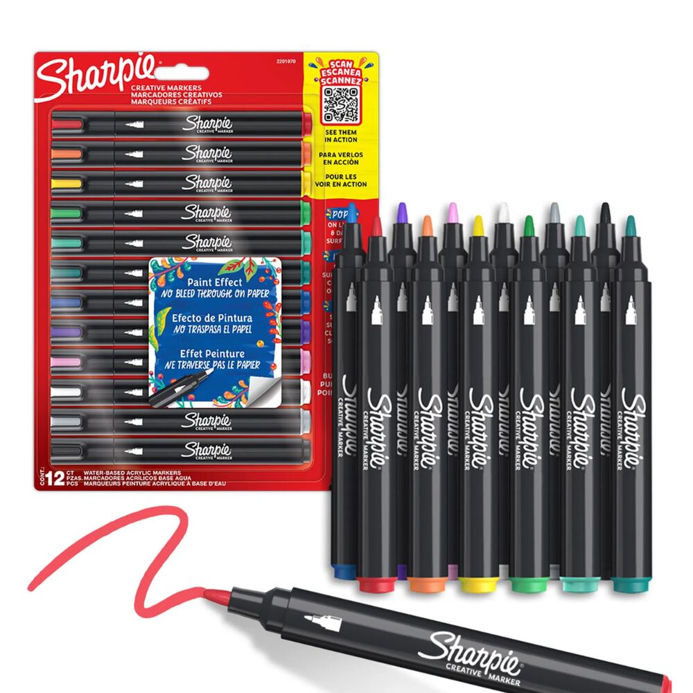 Sharpie Marcadores Acrílico Punta Bala 12 Colores Surtidos image number 1.0