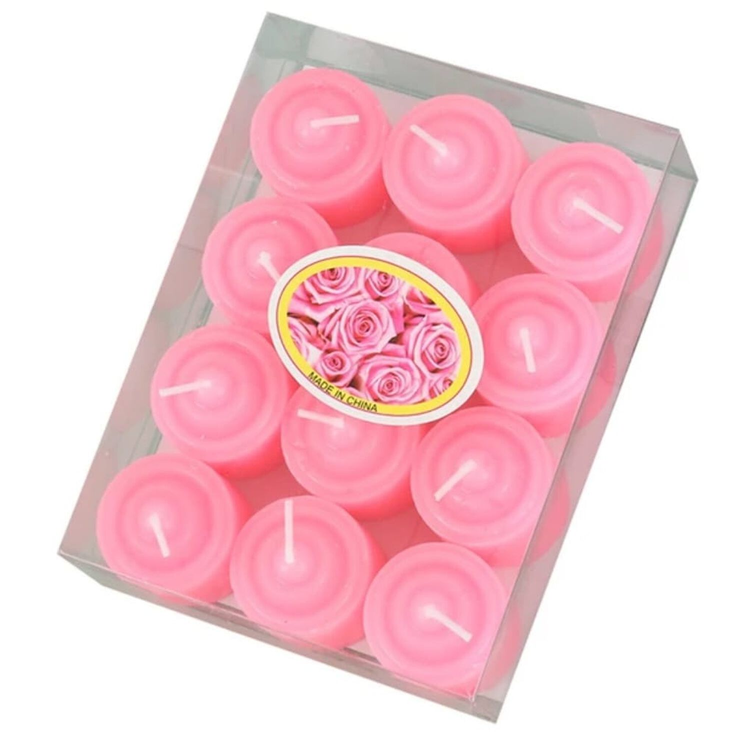 Pack De 12 Velas Rosadas Aromaticas 3.5 X 3.5 Cm image number 0.0
