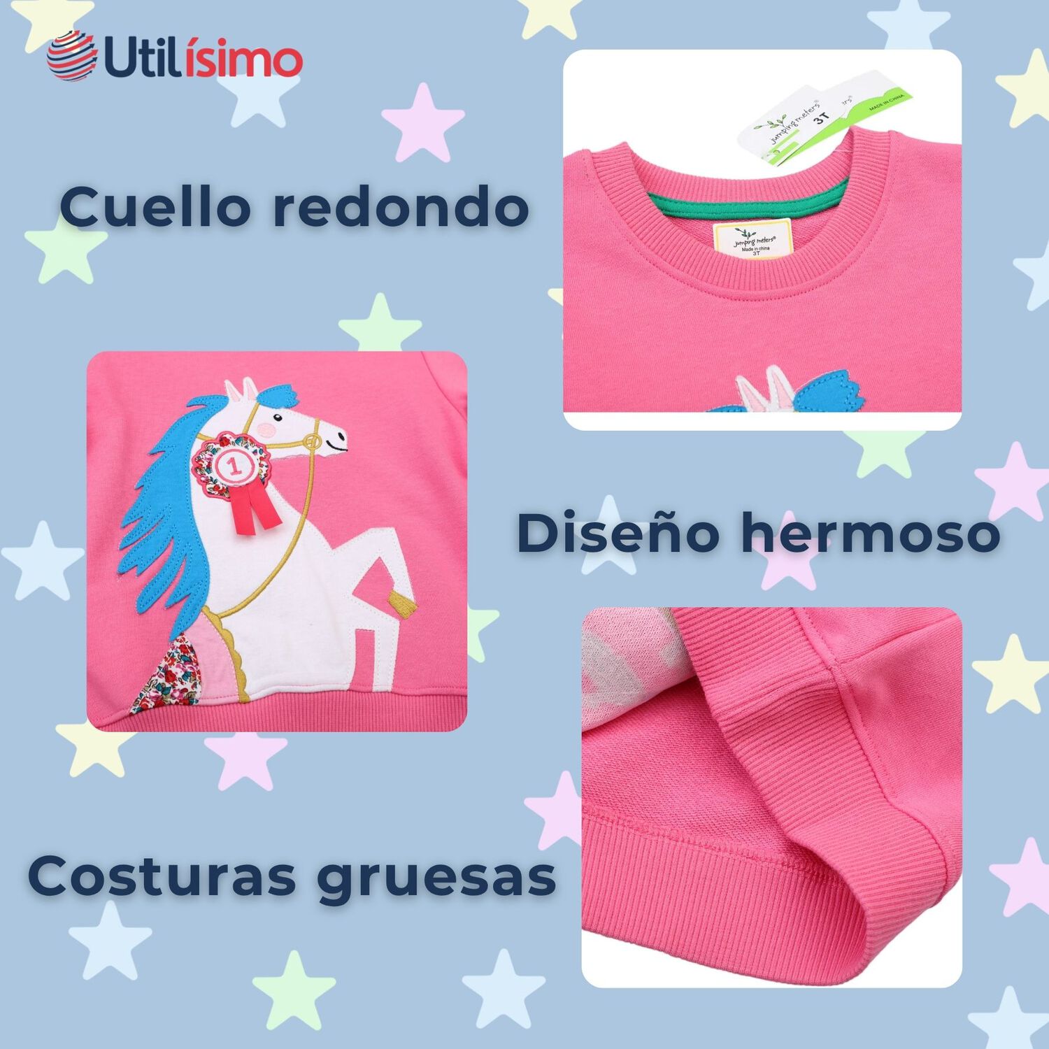 Poler&oacute;n Ni&ntilde;a Manga Larga 100% Algod&oacute;n Fucsia Unicornio image number 3.0