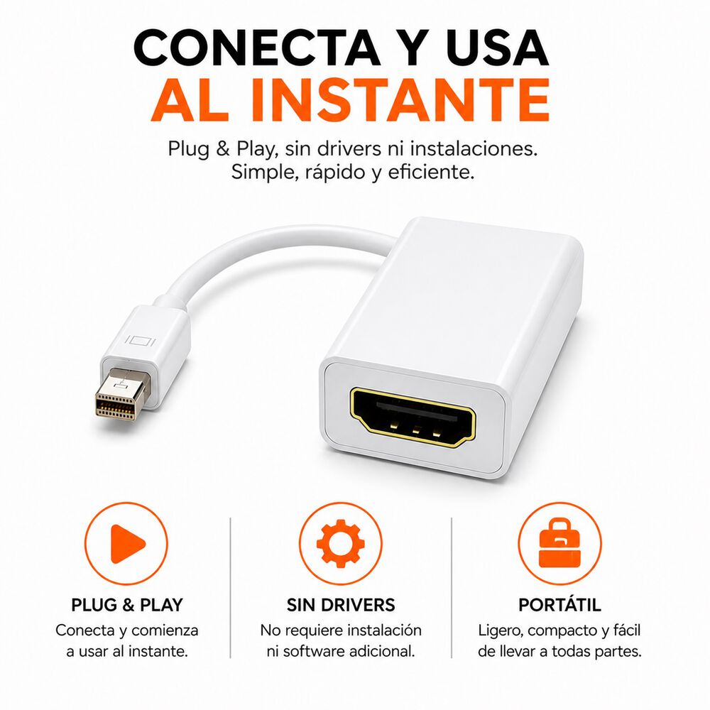 Adaptador Mini Dp A Hdmi Para Macbook Pro Air 1080p image number 4.0