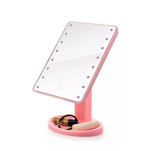 Espejo Pedestal Luces 16 Led A Pila 16cm Diseño Rosa