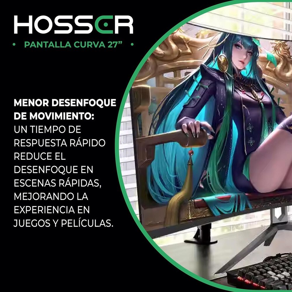 Monitor Gamer Curvo 27 Pulgadas Hosser Fhd Gaming Monitor image number 4.0