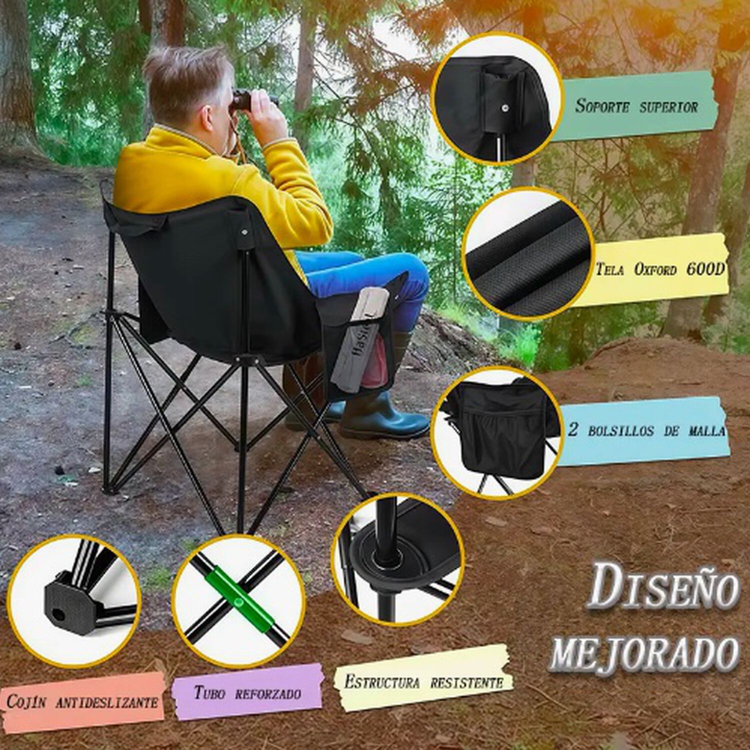 Silla Plegable Camping Negro image number 3.0