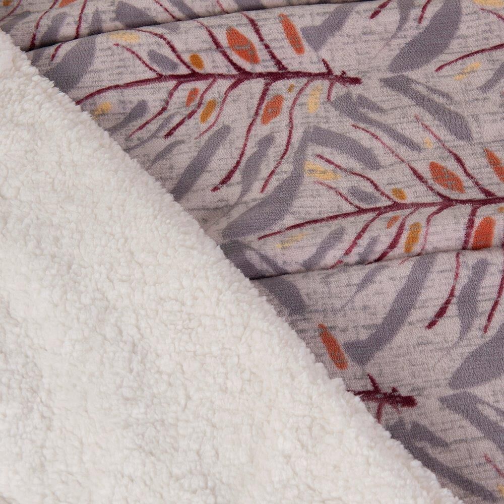 Plumon Coral Print Sherpa 2 Plazas Monstera image number 1.0
