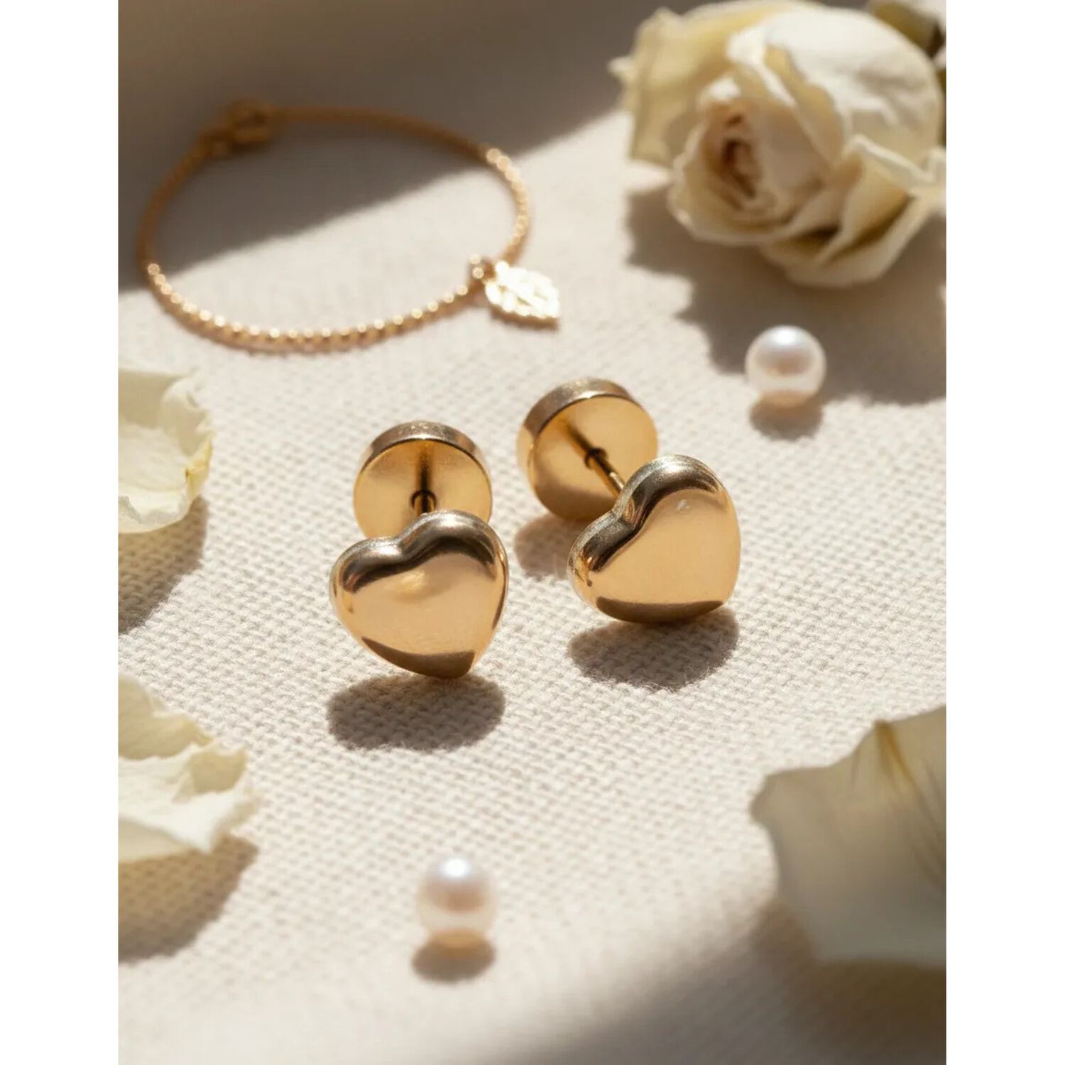 Aros Abridores Coraz&oacute;n 5x5mm Oro 14k Beb&eacute; Ni&ntilde;a Hipoalerg&eacute;nic Dorado image number 2.0