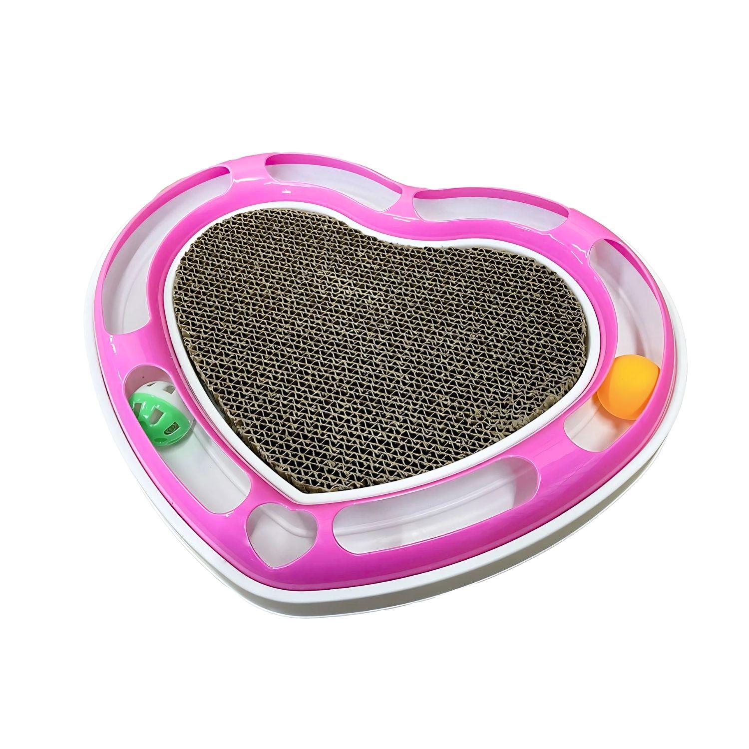 Juguete Interactivo Rascador + Pelota Gatos Forma Corazon Rosa image number 0.0