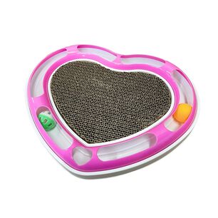 Juguete Interactivo Rascador + Pelota Gatos Forma Corazon Rosa