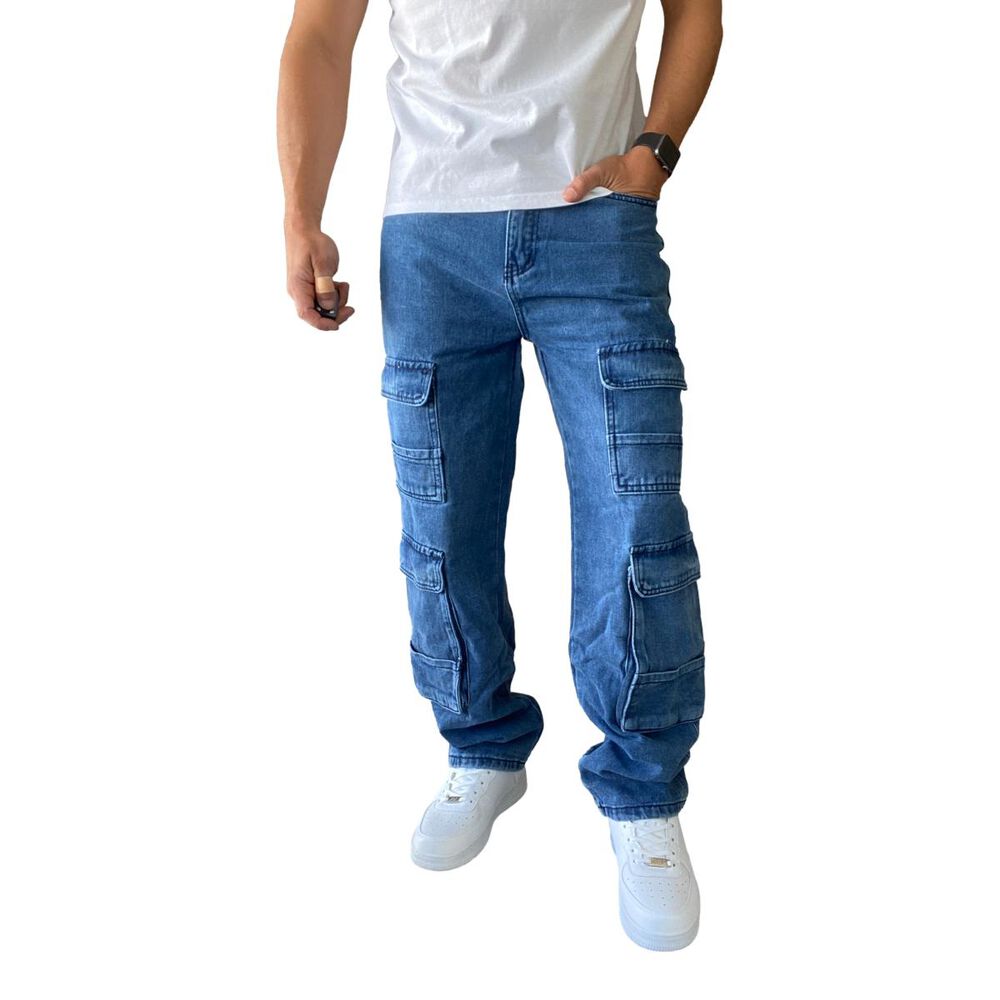 Jeans Diábolo Cargo Ancho Loose Fit Hombre image number 3.0