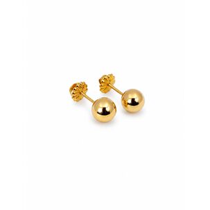 Aros Bolita 7mm N5 Oro 18k 1gr Juvenil Mujer Hipoalerg&eacute;nico Dorado