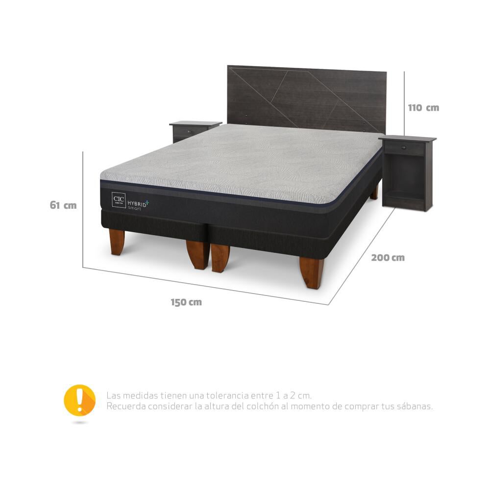 Cama Europea Cic Hybrid Plus / 2 Plazas / Base Dividida + Set De Maderas image number 4.0