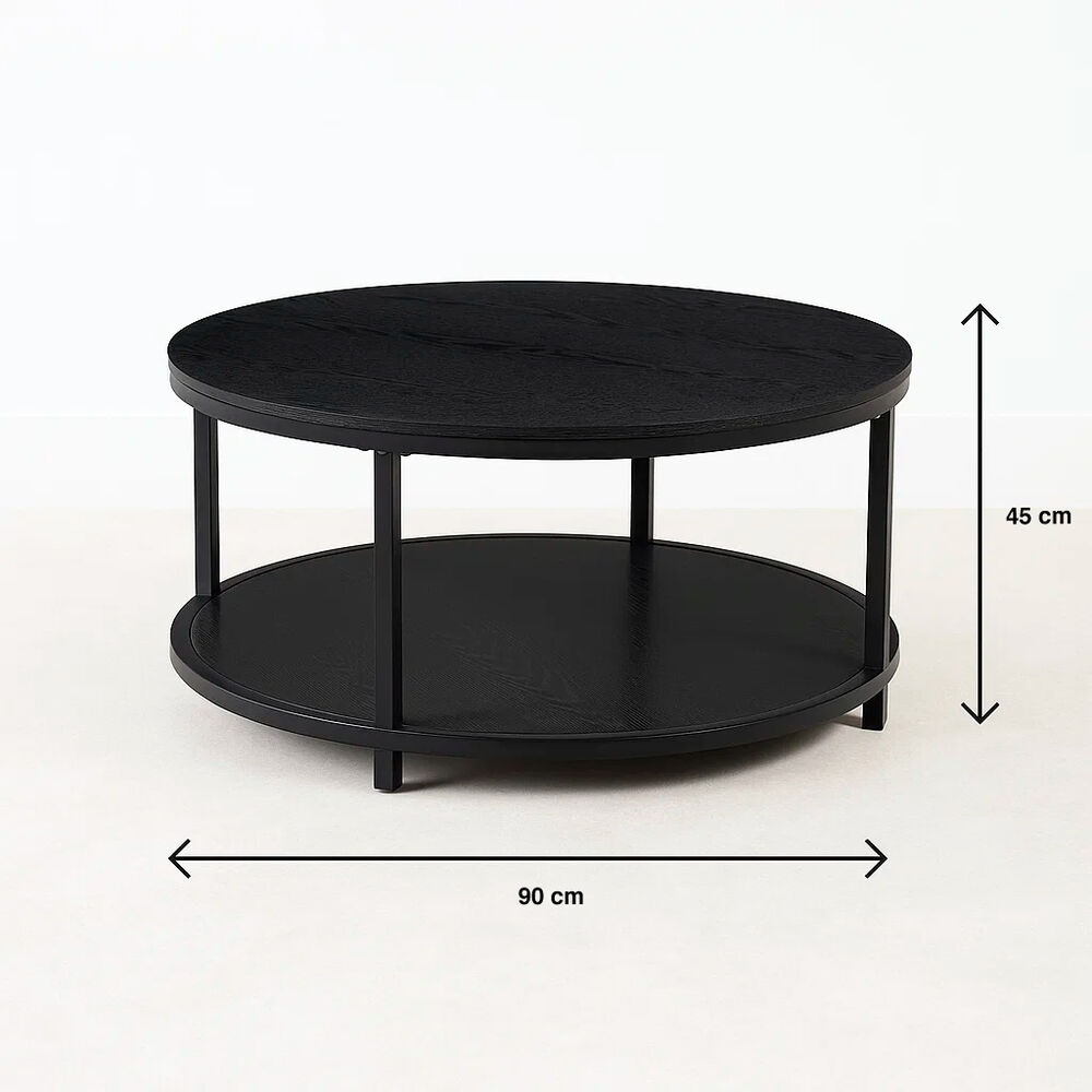 Mesa De Centro Redonda Negra - Diseño Moderno Con Doble Nivel image number 3.0