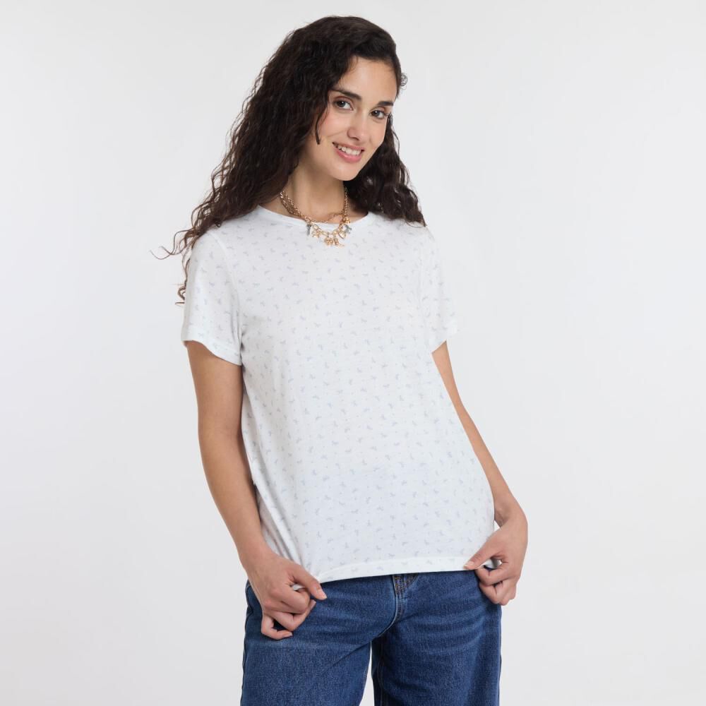 Polera Microprint Manga Corta Cuello Redondo Mujer Freedom image number 2.0