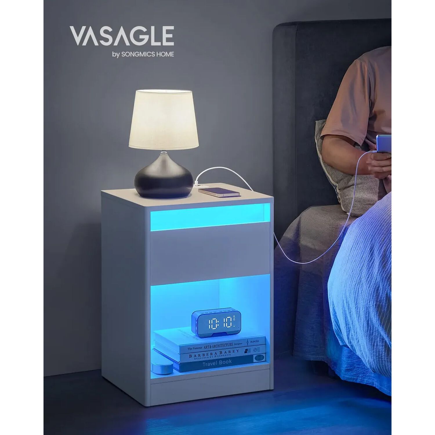 Velador Vasagle Con Luz Led Usb Enchufes Y Caj&oacute;n image number 0.0