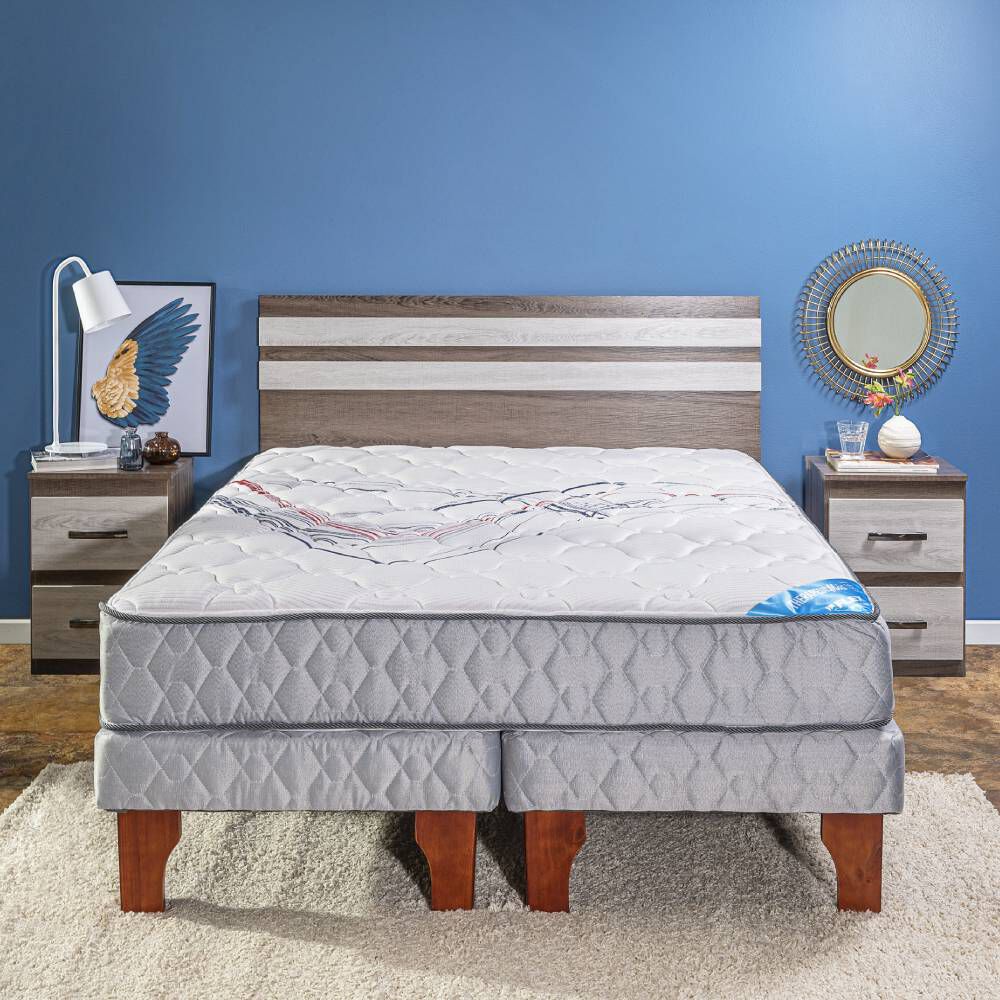 Cama Europea Flex Therapedic Mas / 2 Plazas / Base Dividida + Set de Maderas Madrid image number 1.0