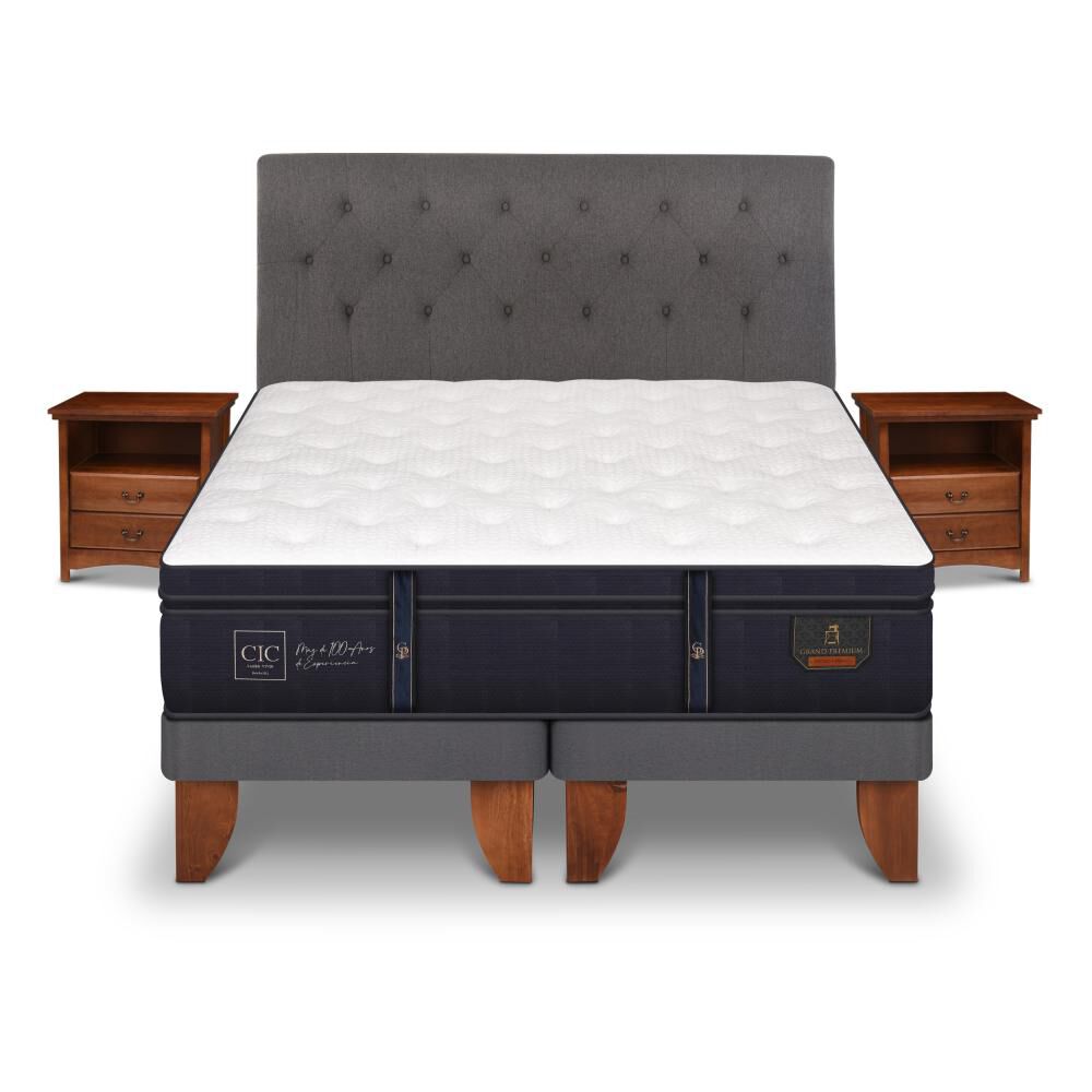 Cama Europea Cic Grand Premium / 2 Plazas / Base Dividida + Set De Maderas image number 0.0