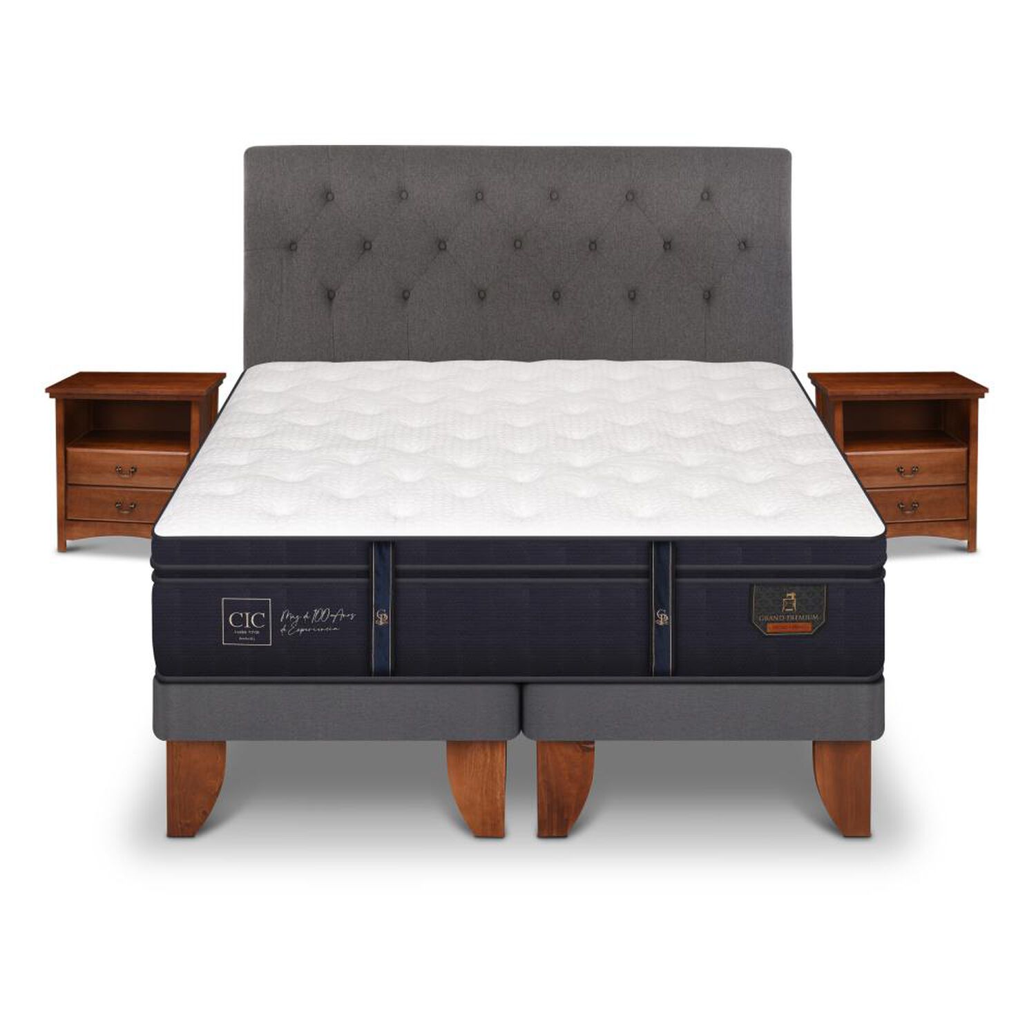 Cama Europea Cic Grand Premium / 2 Plazas / Base Dividida + Set De Maderas image number 0.0